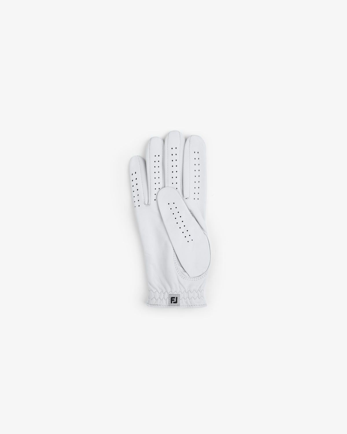 The ALD / FootJoy StaSof Heritage Glove (Right), white with ventilation holes, shown palm up on a white background.
