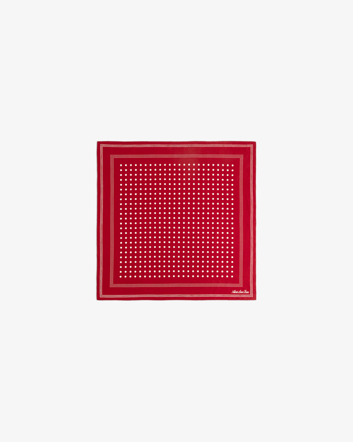 Polka Dot Bandana featuring white polka dots and a decorative border, shown on a white background.