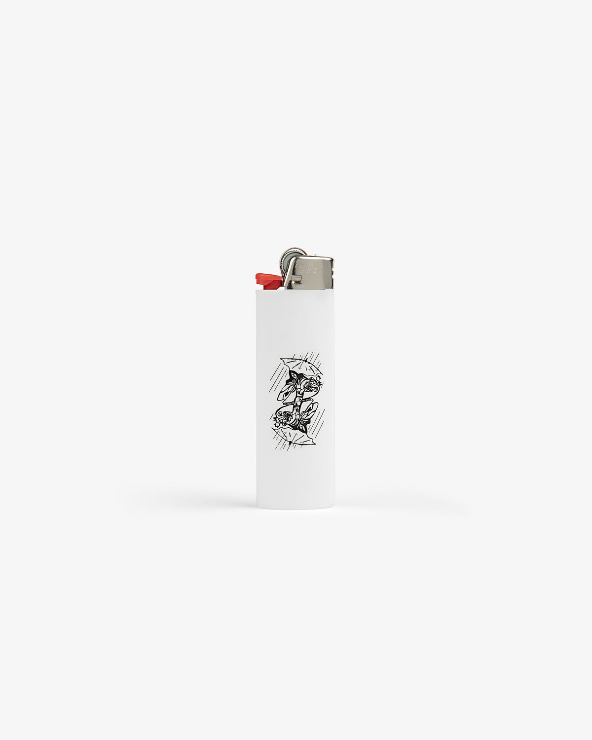 Caricature Lighter: white, featuring a small black abstract sketch, shown on a plain white background.