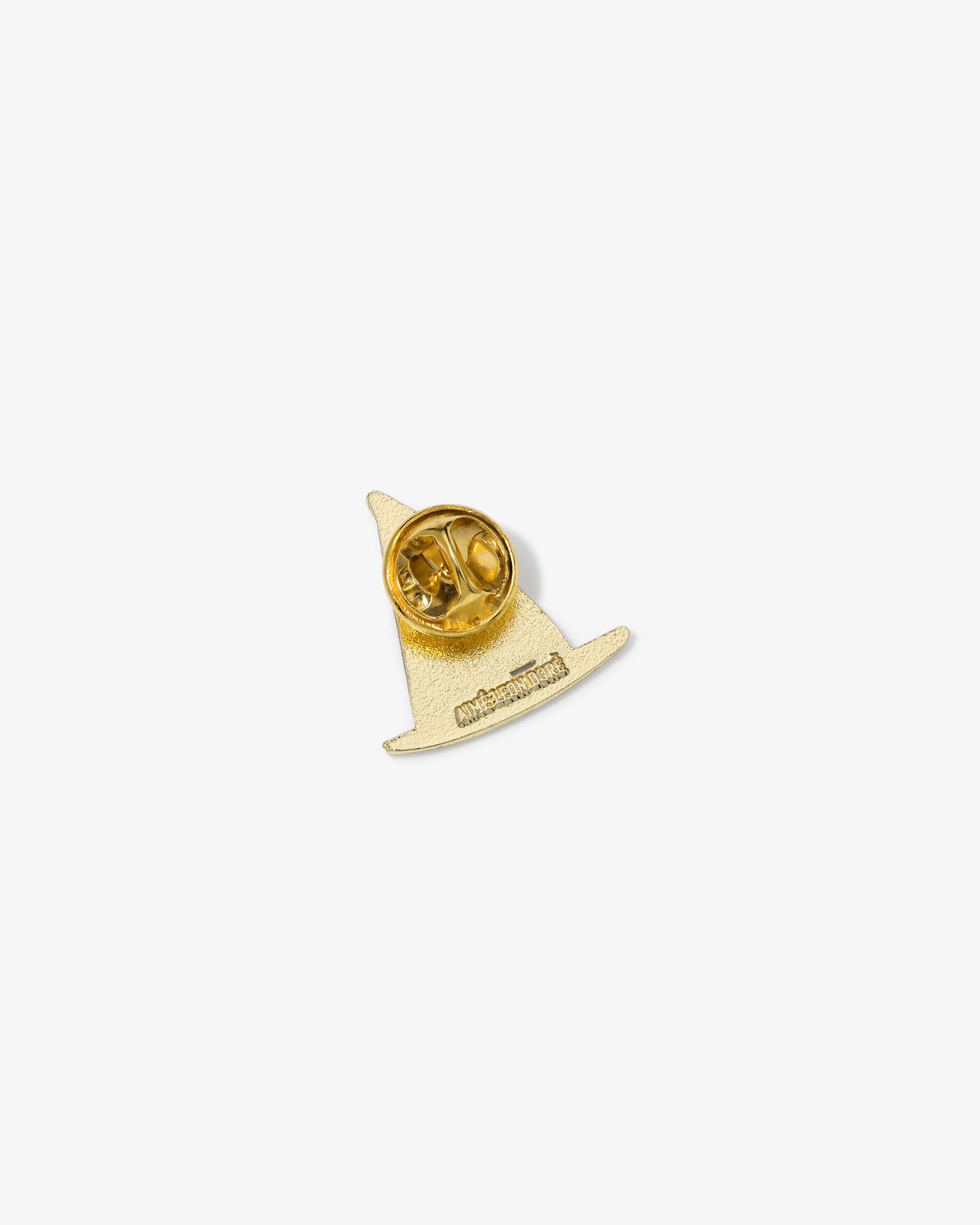 Graphic Pin in the shape of a gold witch hat with a back clasp, shown on a plain white background.