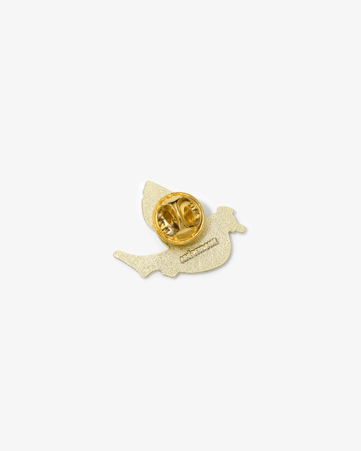 The Graphic Pin is a gold bird-shaped lapel pin with a round clasp, shown on a white background.