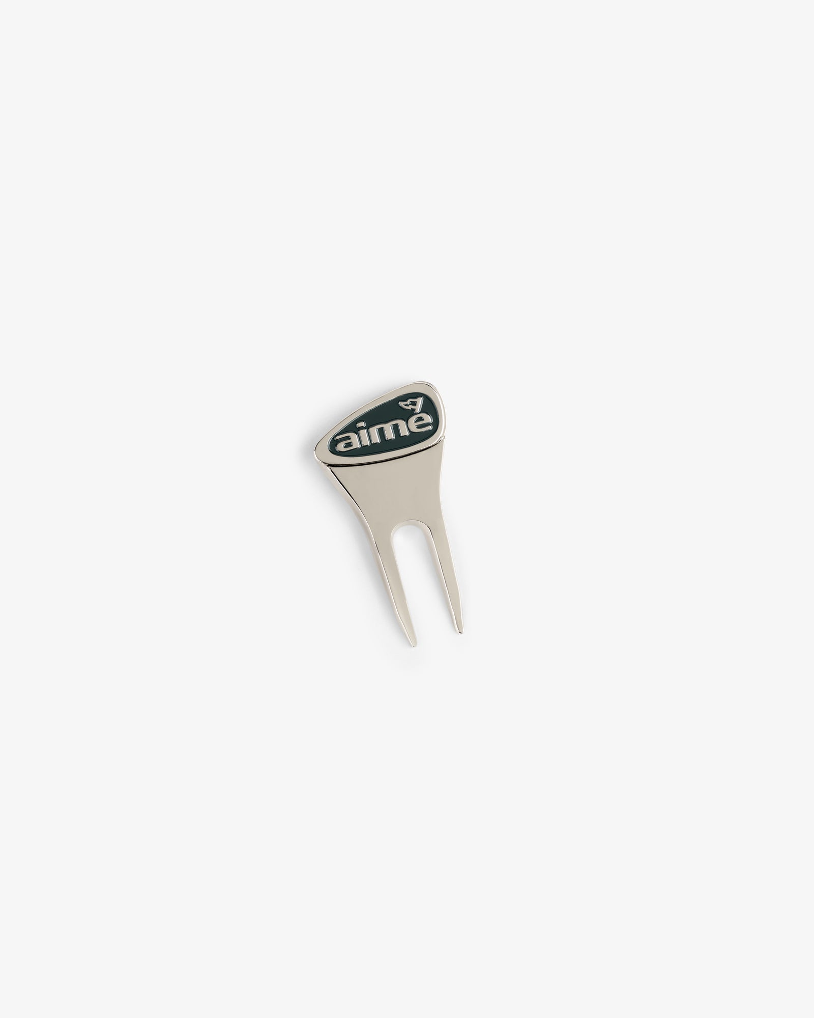 The ALD Golf Divot Tool is silver with a black aime logo on a white background.