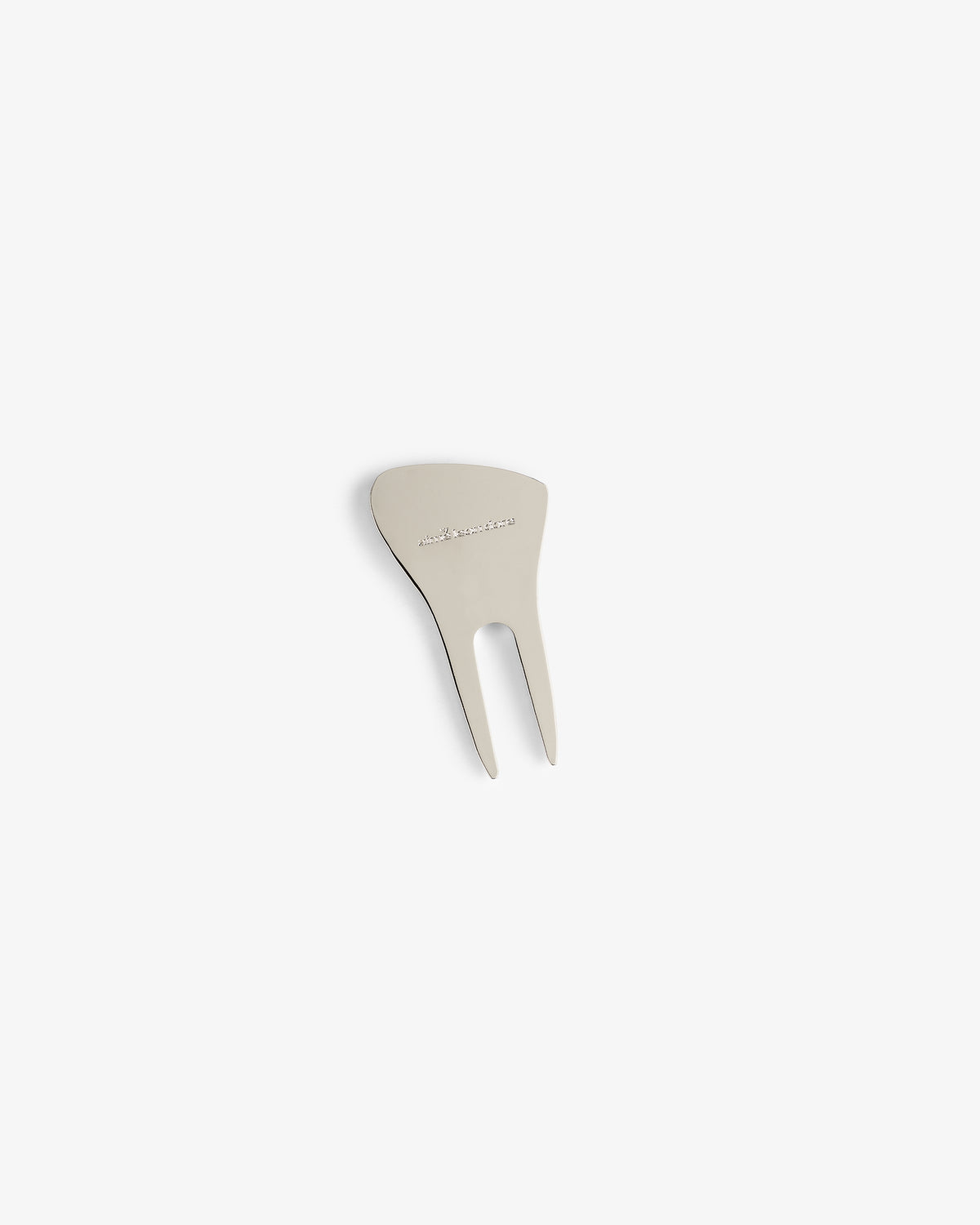 The ALD Golf Divot Tool is a silver metal divot repair tool with engraved text on a white background.