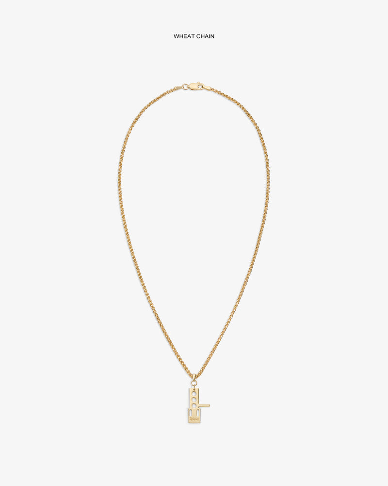 ALD / Technics 14Kt Gold Pendant on a wheat chain, key-shaped, shown against a plain white background.