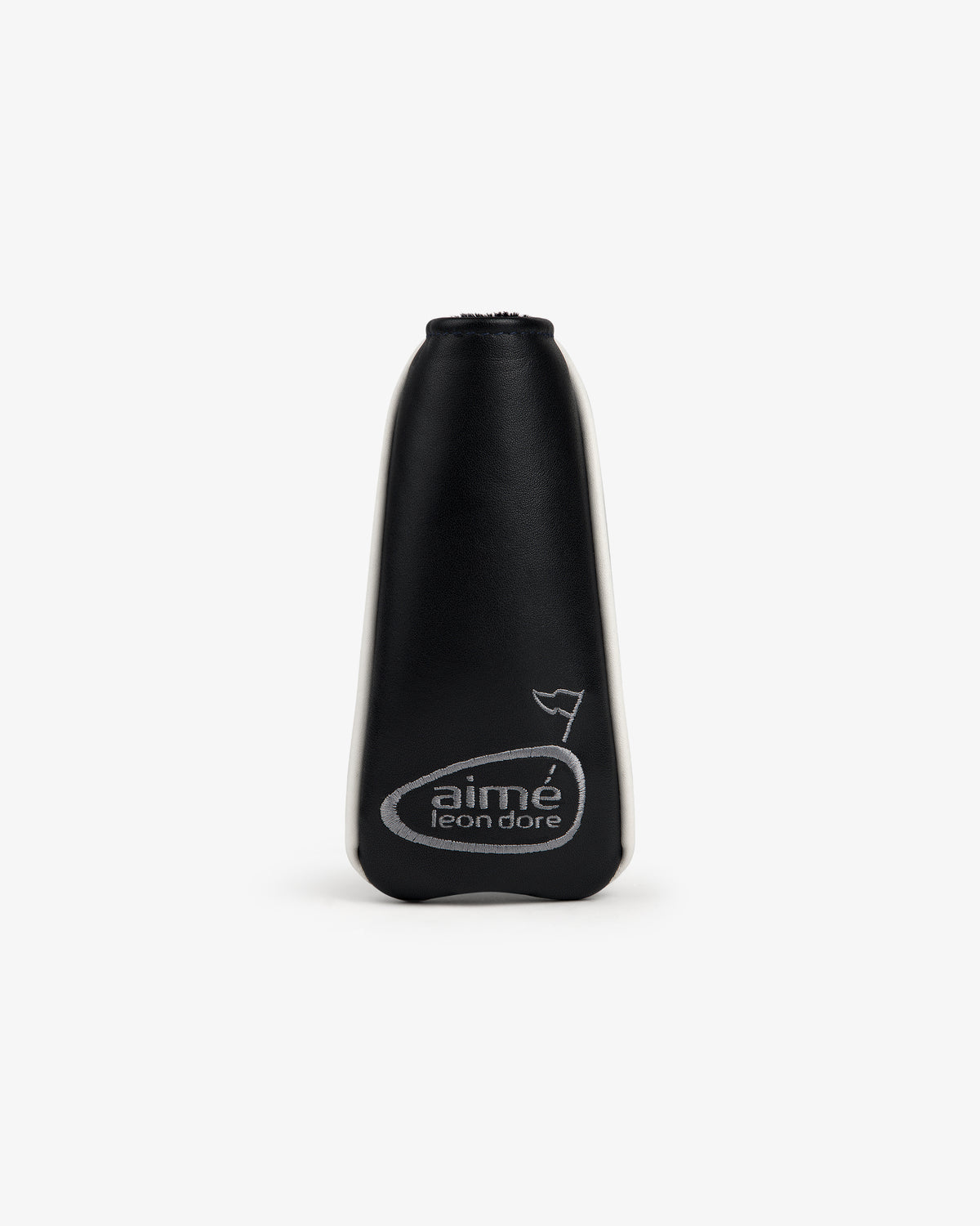 Black ALD Golf Putter Cover with white logo and flag icon, shown on a white background.