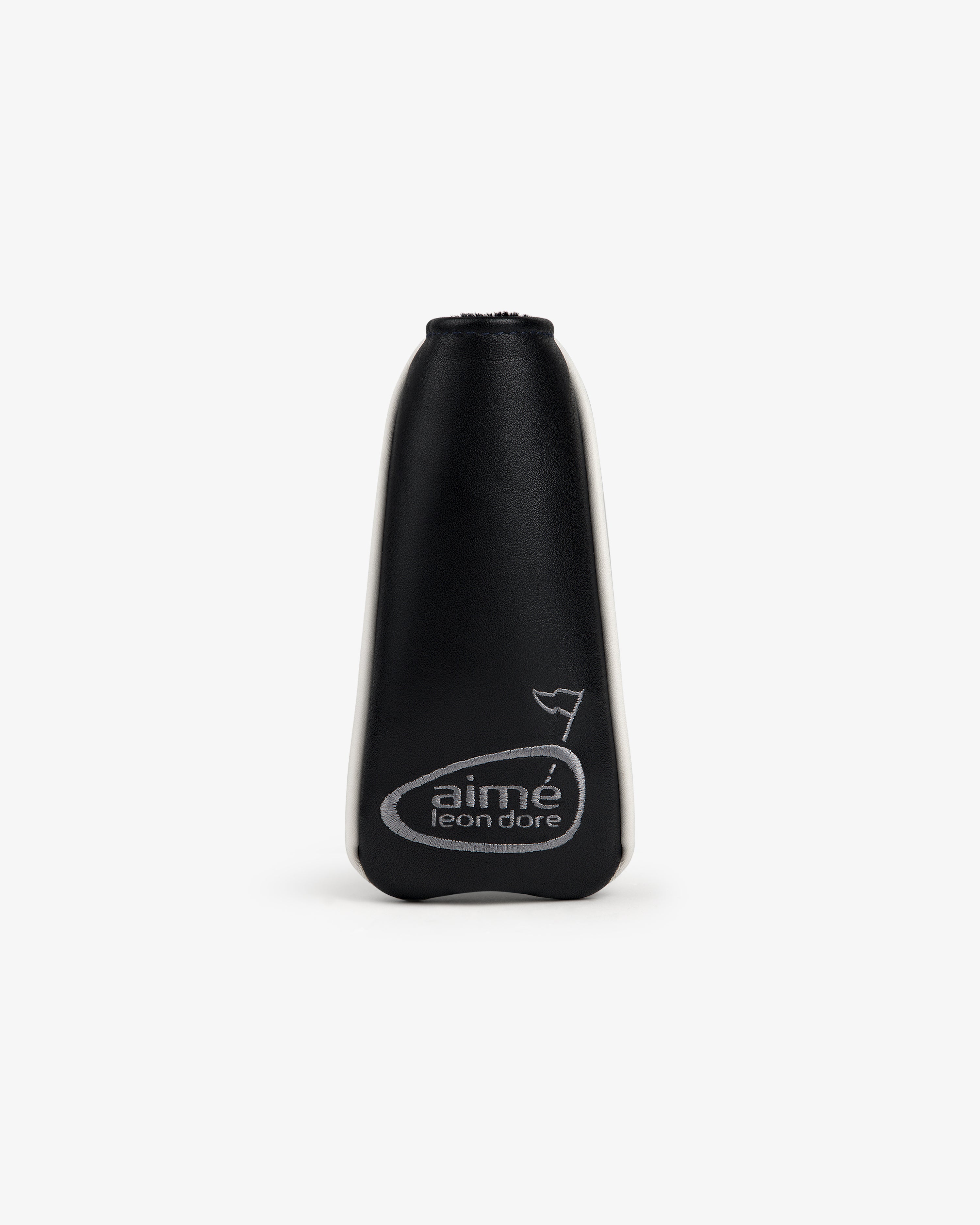 Black ALD Golf Putter Cover with white logo and flag icon, shown on a white background.