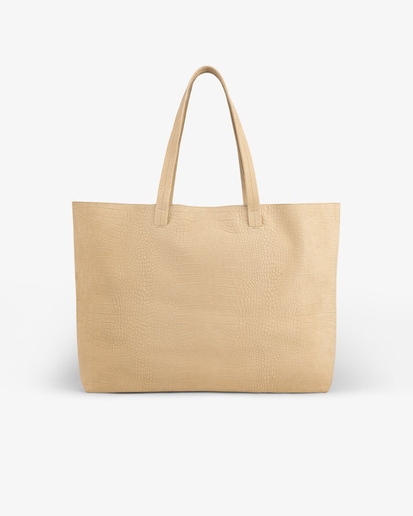 Croc-Embossed Nubuck Tote Bag with two handles, shown on a plain white background.