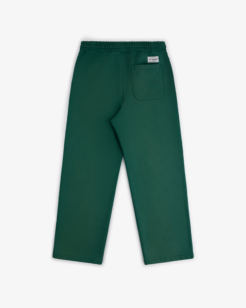 Sun Faded Sweatpants in green with an elastic waistband and single back pocket, shown flat on a white background.