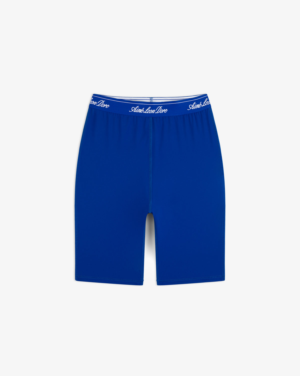 Bright blue Logo Biker Short with a fitted design and a waistband featuring white Aimé Leon Dore script.