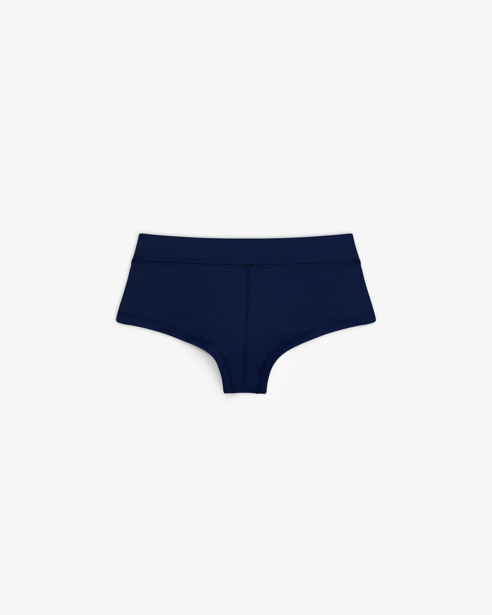 Crest Swim Short in dark blue for women, boyshort style, shown on a plain white background.