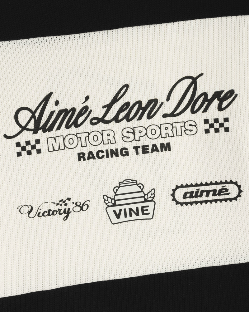 Long-Sleeve Mesh Enduro Tee with racing-themed Aimé Leon Dore graphic: Motor Sports Racing Team, Victory 86, Vine.