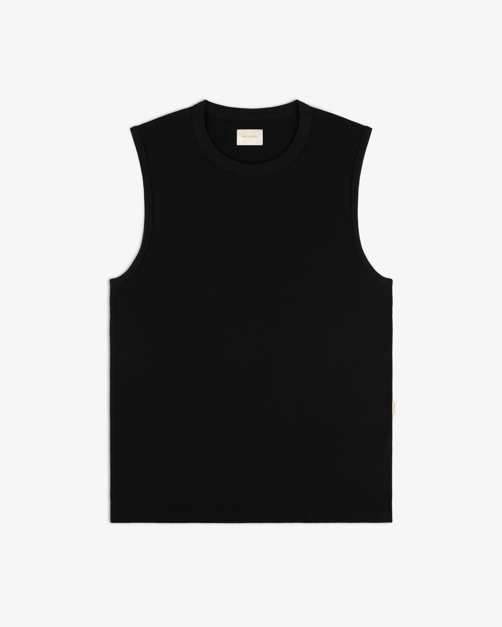 Mesh Muscle Tank in black, sleeveless, displayed flat on a white background.