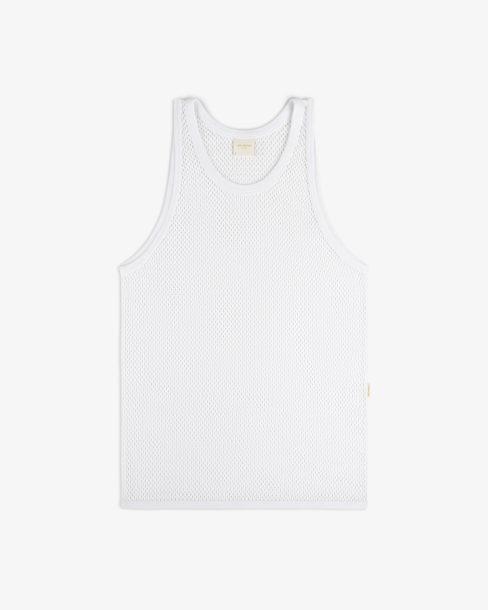 Mesh Tank Top displayed flat on a white background, highlighting its sleeveless cut and breathable mesh fabric.