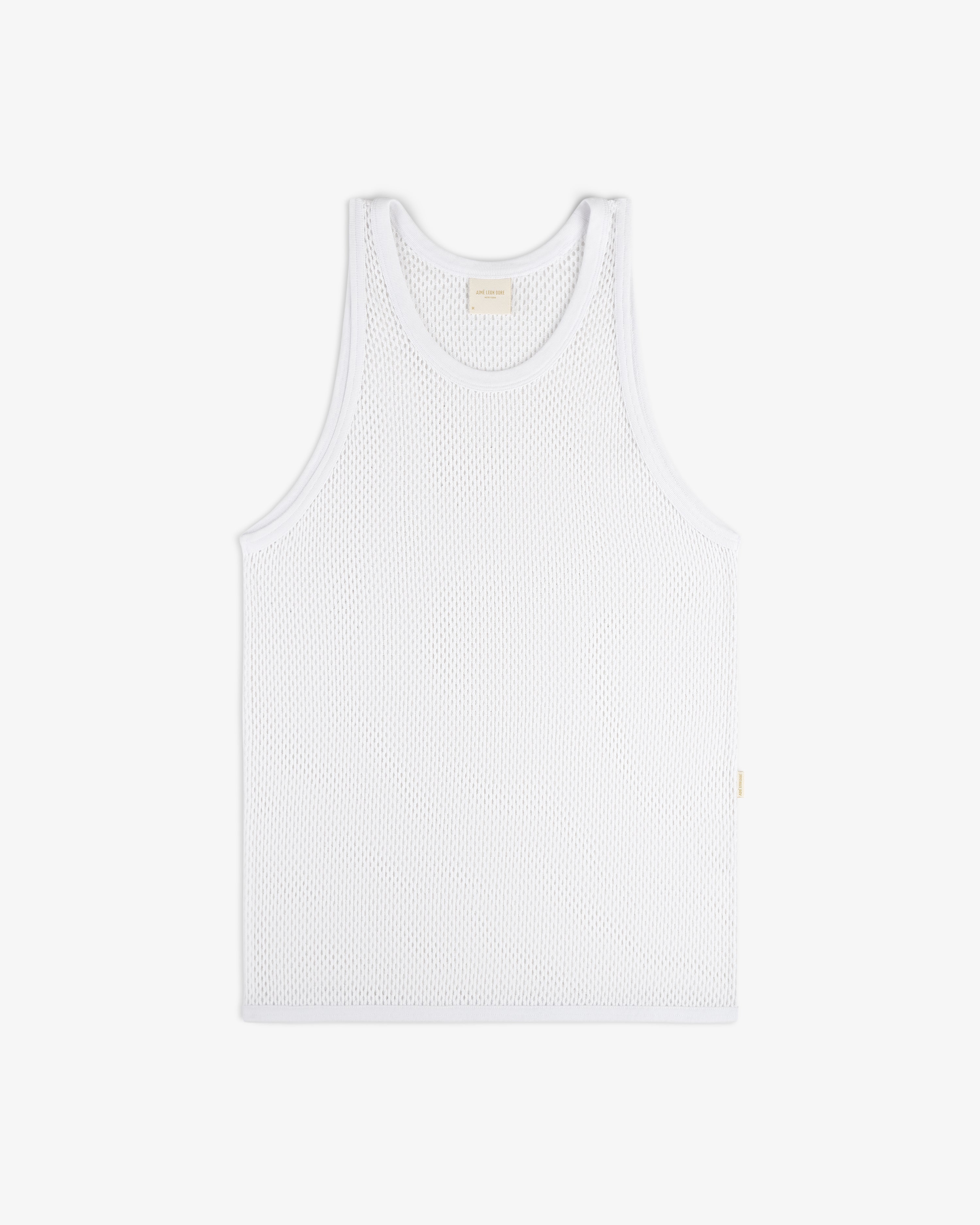 Mesh Tank Top displayed flat on a white background, highlighting its sleeveless cut and breathable mesh fabric.
