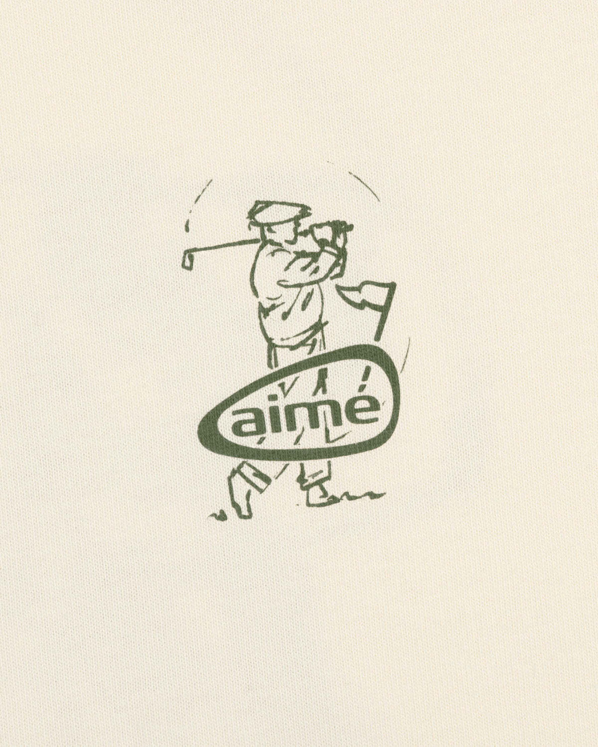 Illustration of a golfer swinging a club with "ALD Golf Swing Tee" in stylized text below the figure.
