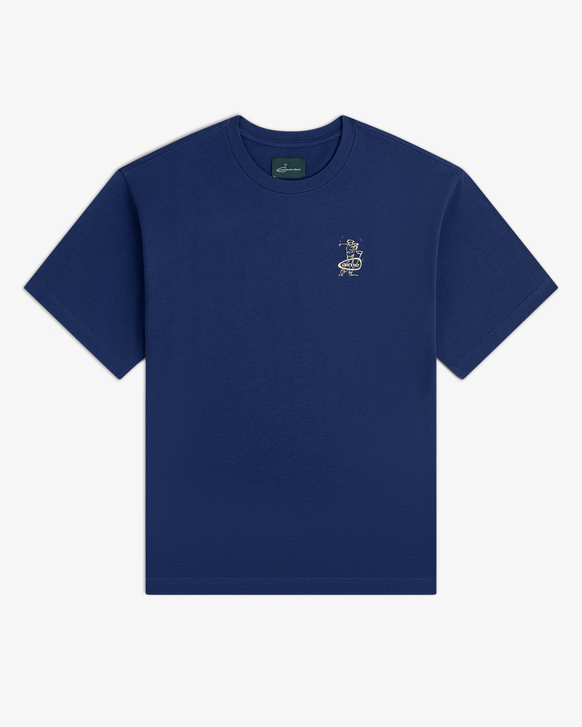 ALD Golf Swing Tee: blue short-sleeve shirt with small white graphic and text on the left chest.
