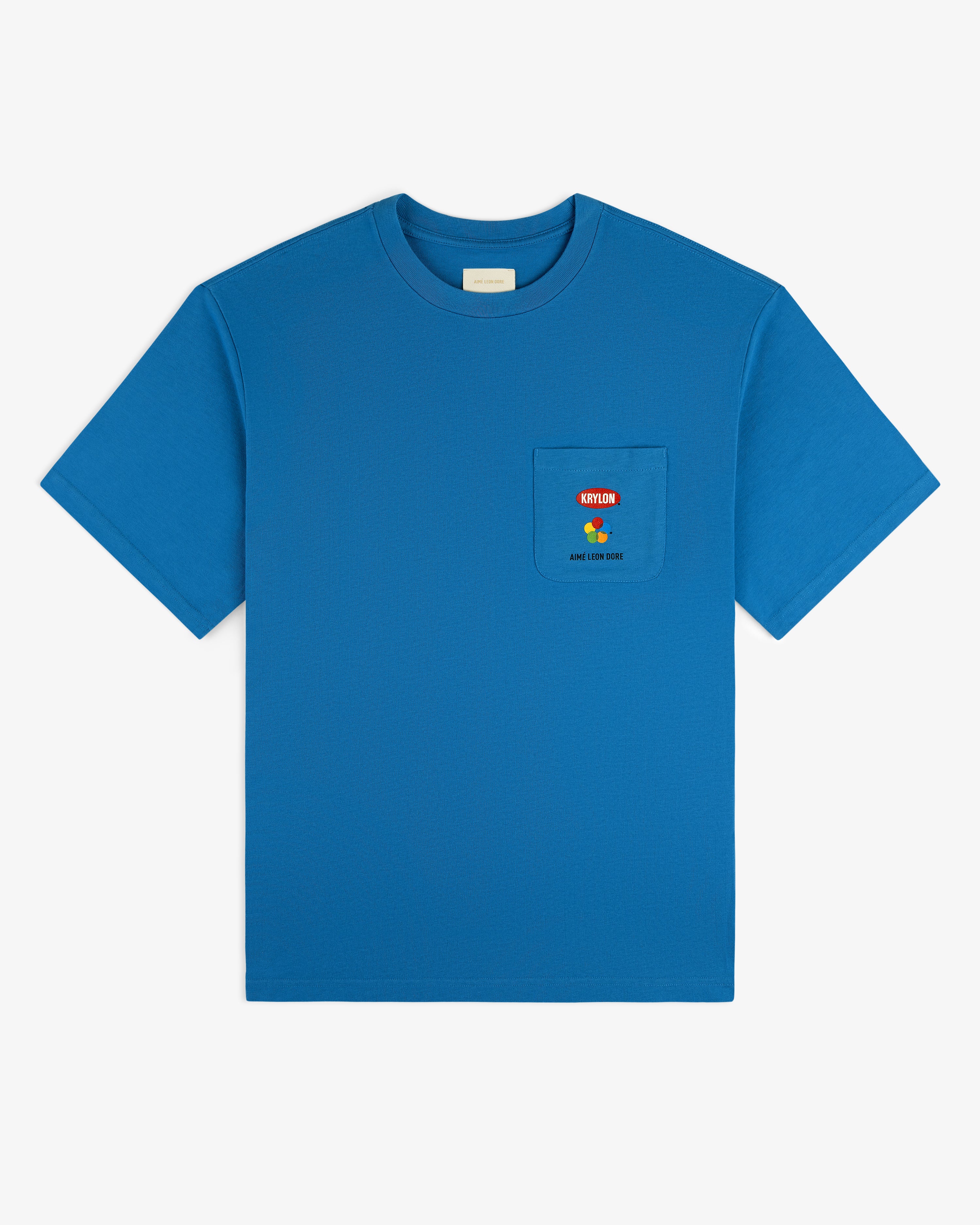 Krylon Pocket Tee: Blue short-sleeve shirt with small Netflix logo and heart graphic on left chest pocket.