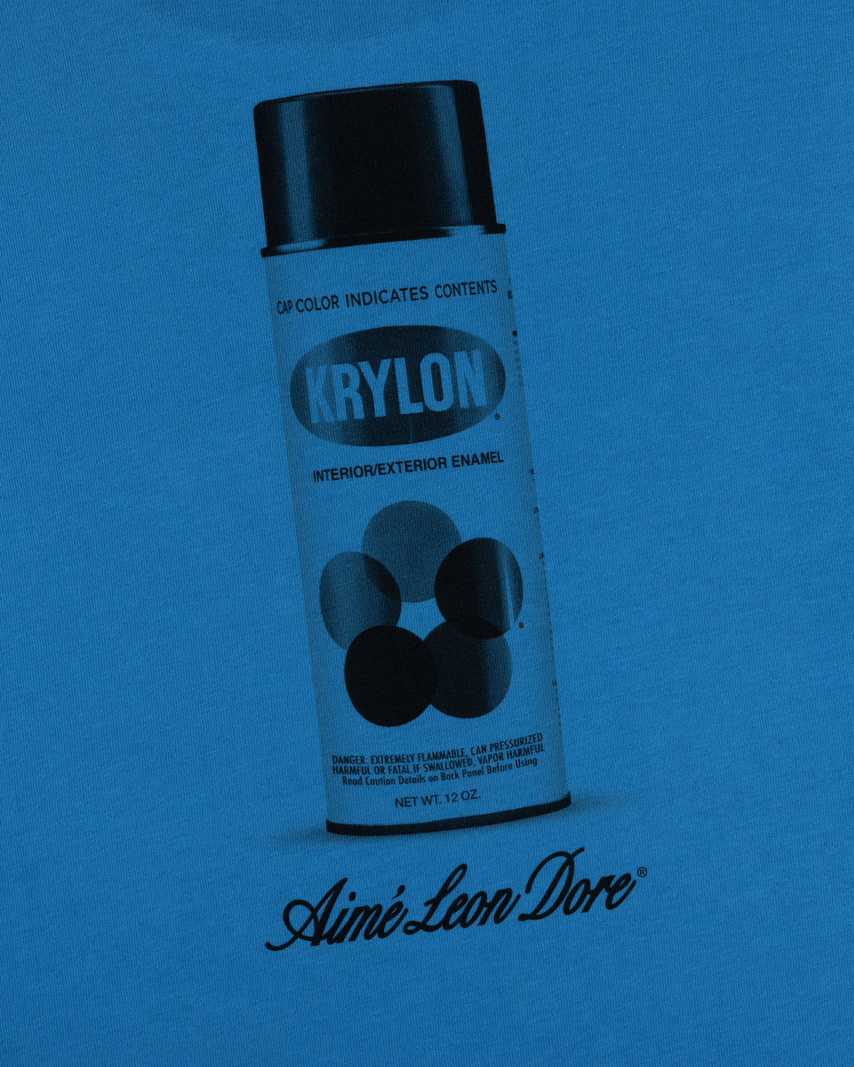A Krylon Pocket Tee features a graphic of a Krylon spray paint can and the Aimé Leon Dore logo on blue.