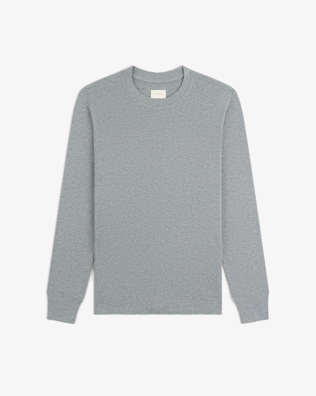 A Long-Sleeve Waffle Thermal in plain gray is laid flat on a white background.