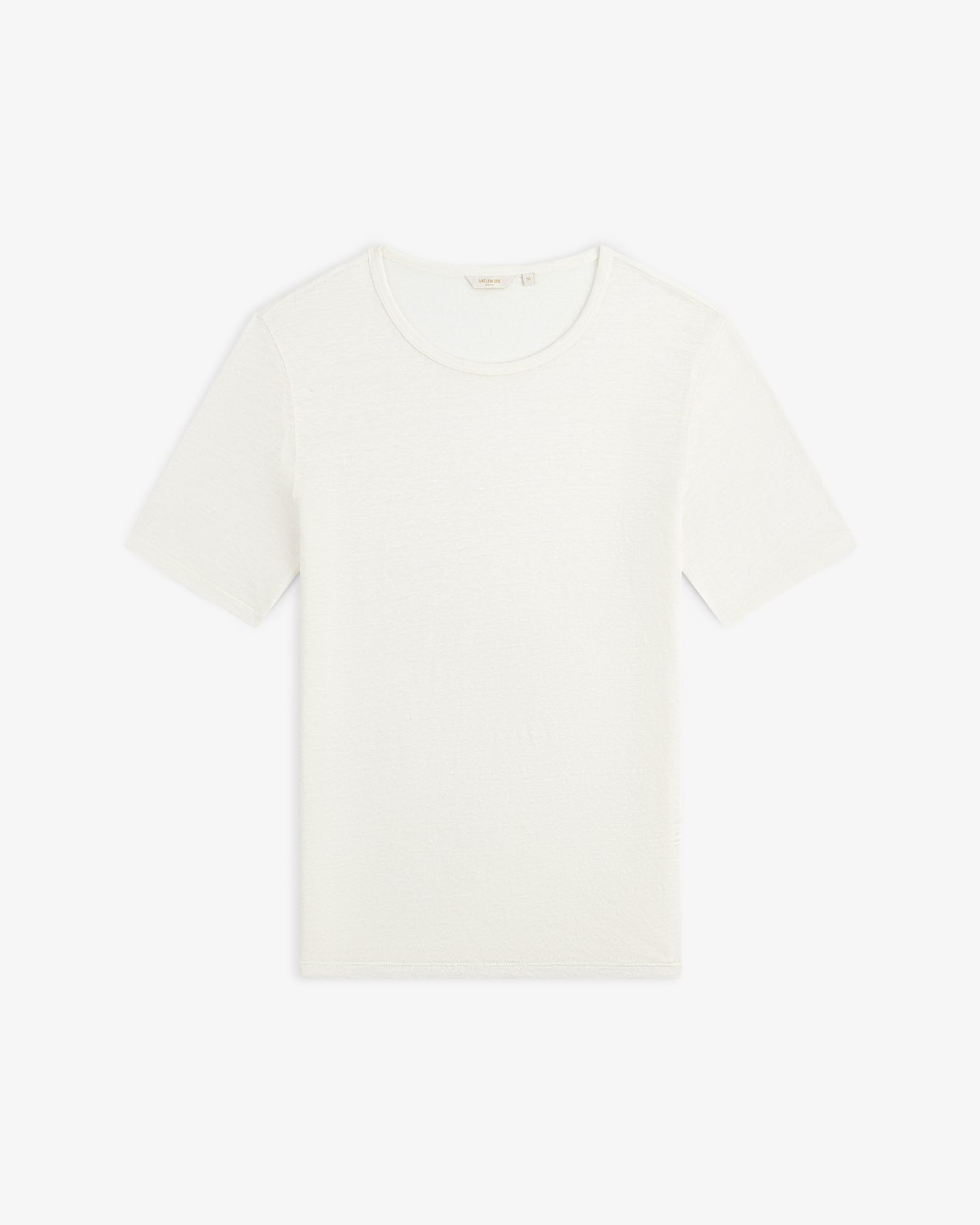 The Linen Tee, a plain white short-sleeve crew neck, is laid flat on a white background.