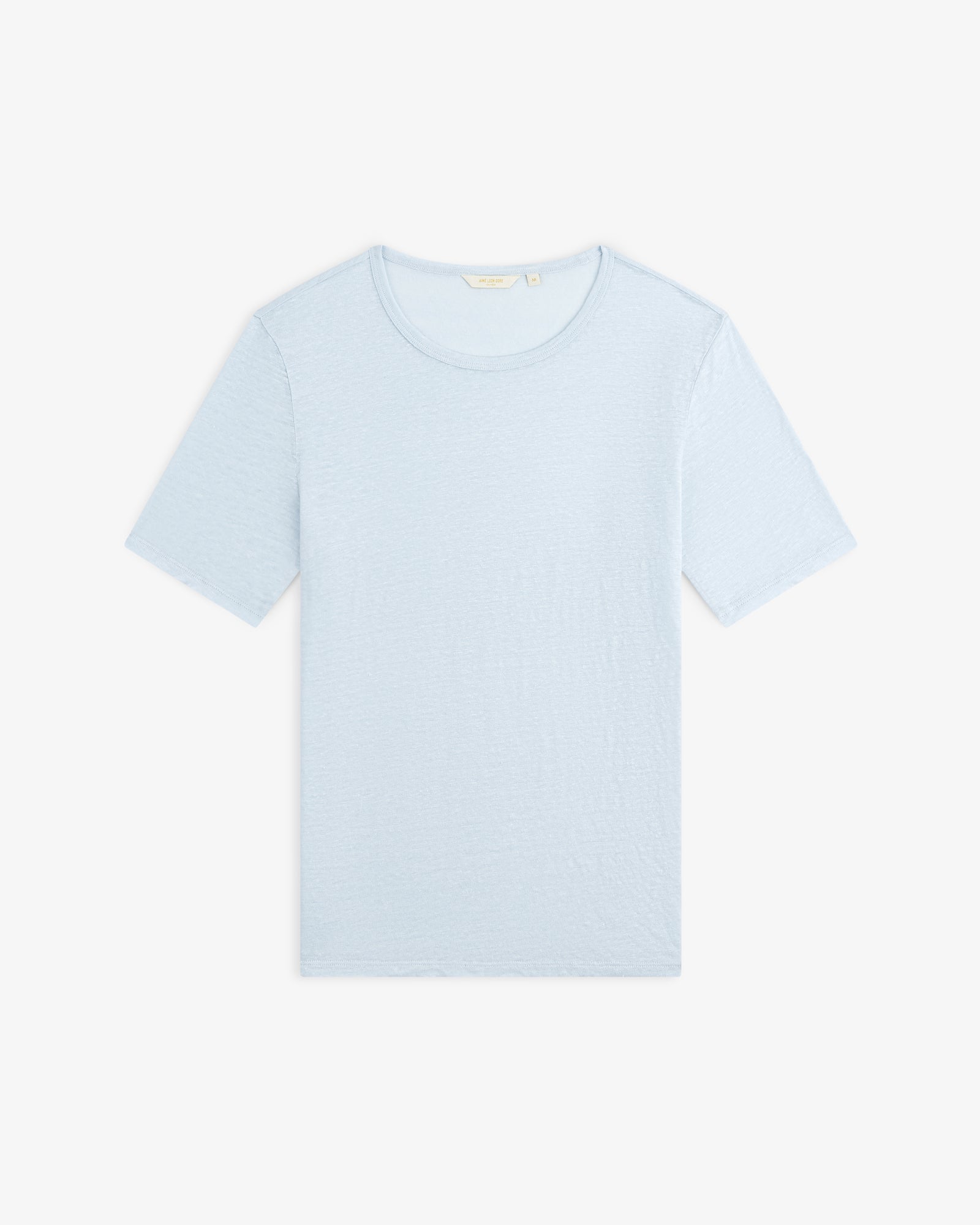 Light blue Linen Tee with short sleeves and crew neck, laid flat on a white background.