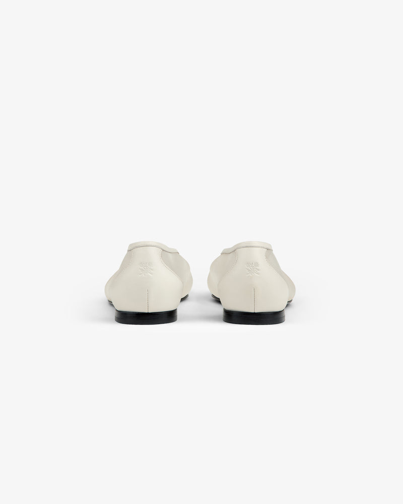 A pair of Mesh Ballet Flats in white shown from the back on a plain white background.