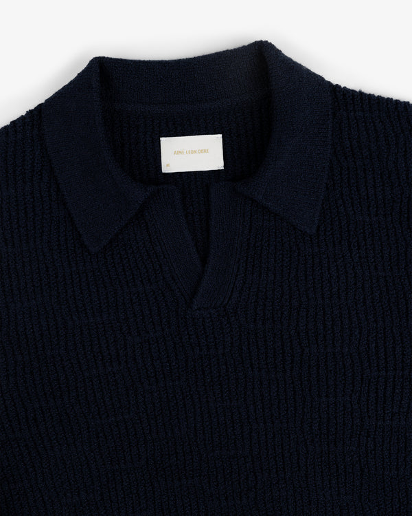 Long-Sleeve Boucle Polo