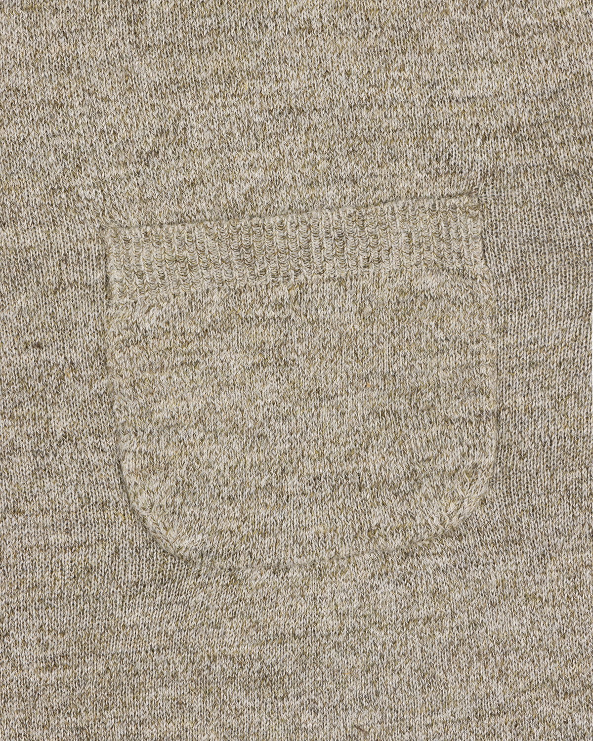 Close-up of the Long-Sleeve Knit Pocket Tee in beige, featuring a small textured patch pocket on the front.