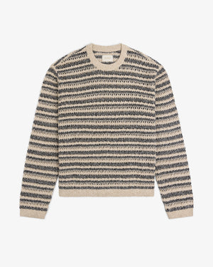 Bouclé Open Knit Crewneck Sweater