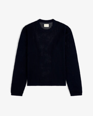 Cotton Eyelet Crewneck Sweater