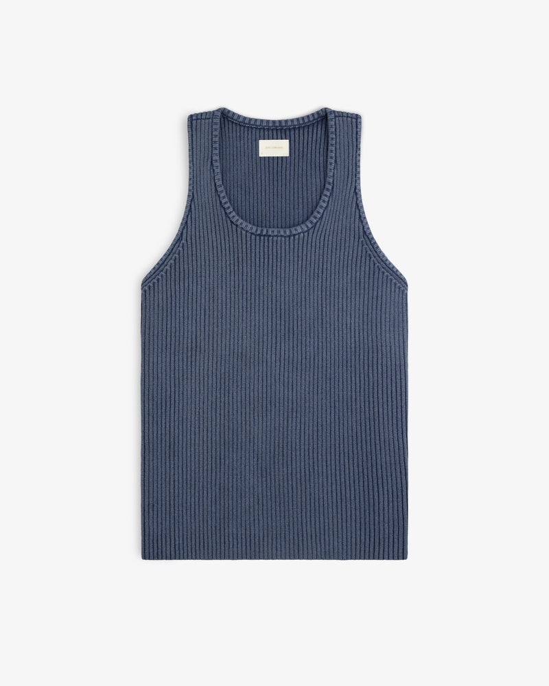 A Stone Washed Knit Tank Top laid flat on a white background.