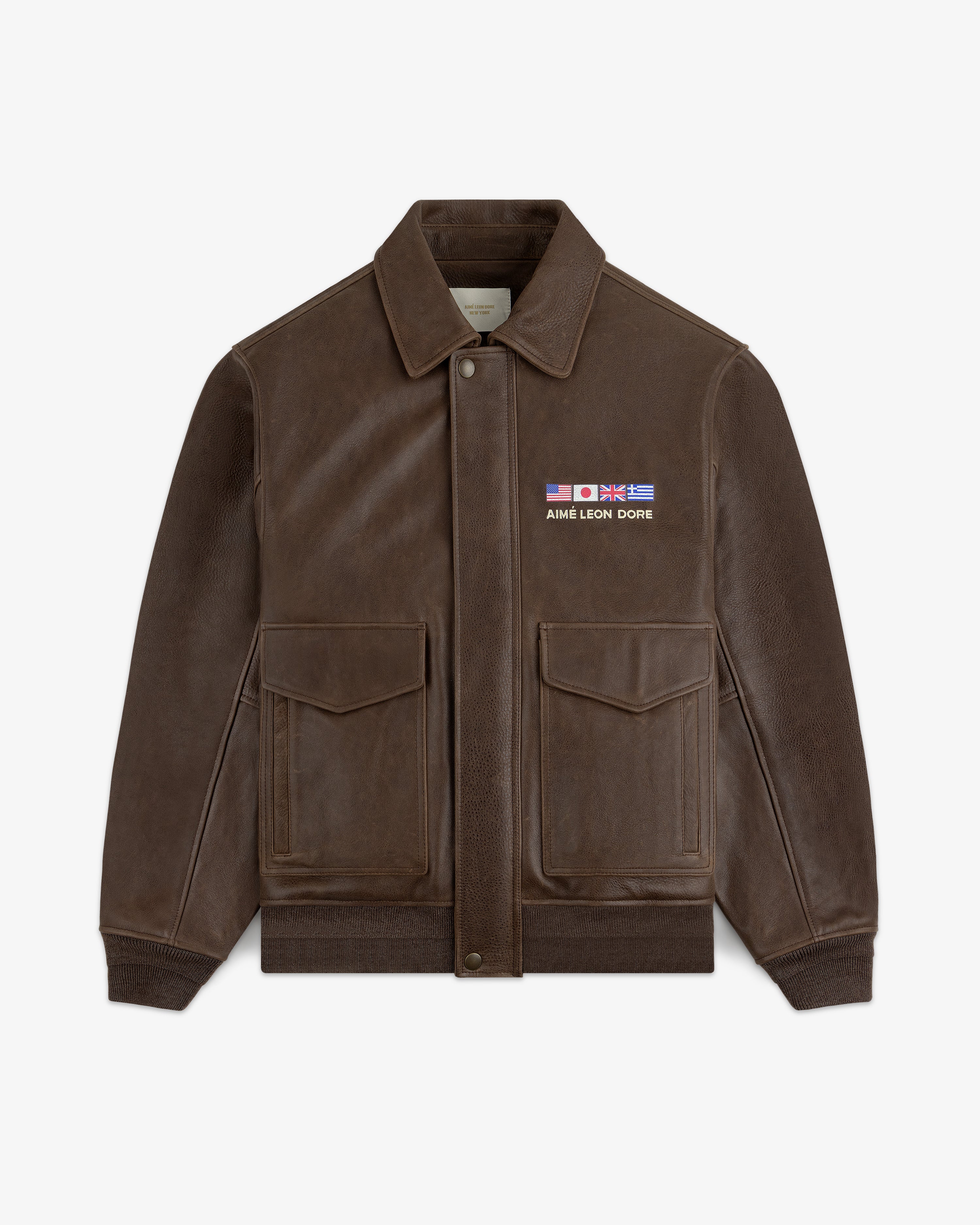 World's Borough Leather Flight Jacket