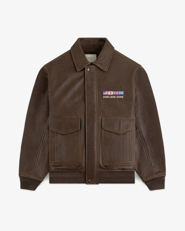 World's Borough Leather Flight Jacket
