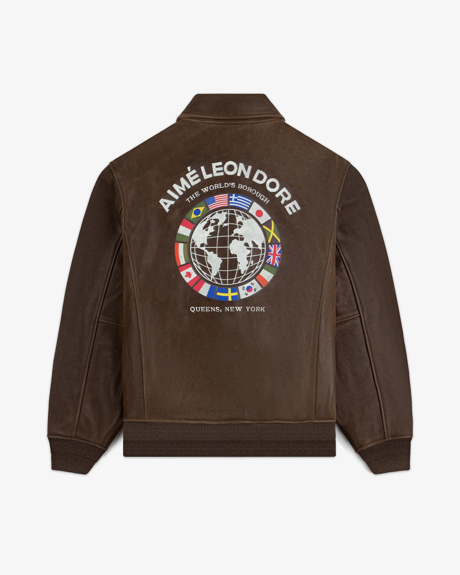 World's Borough Leather Flight Jacket
