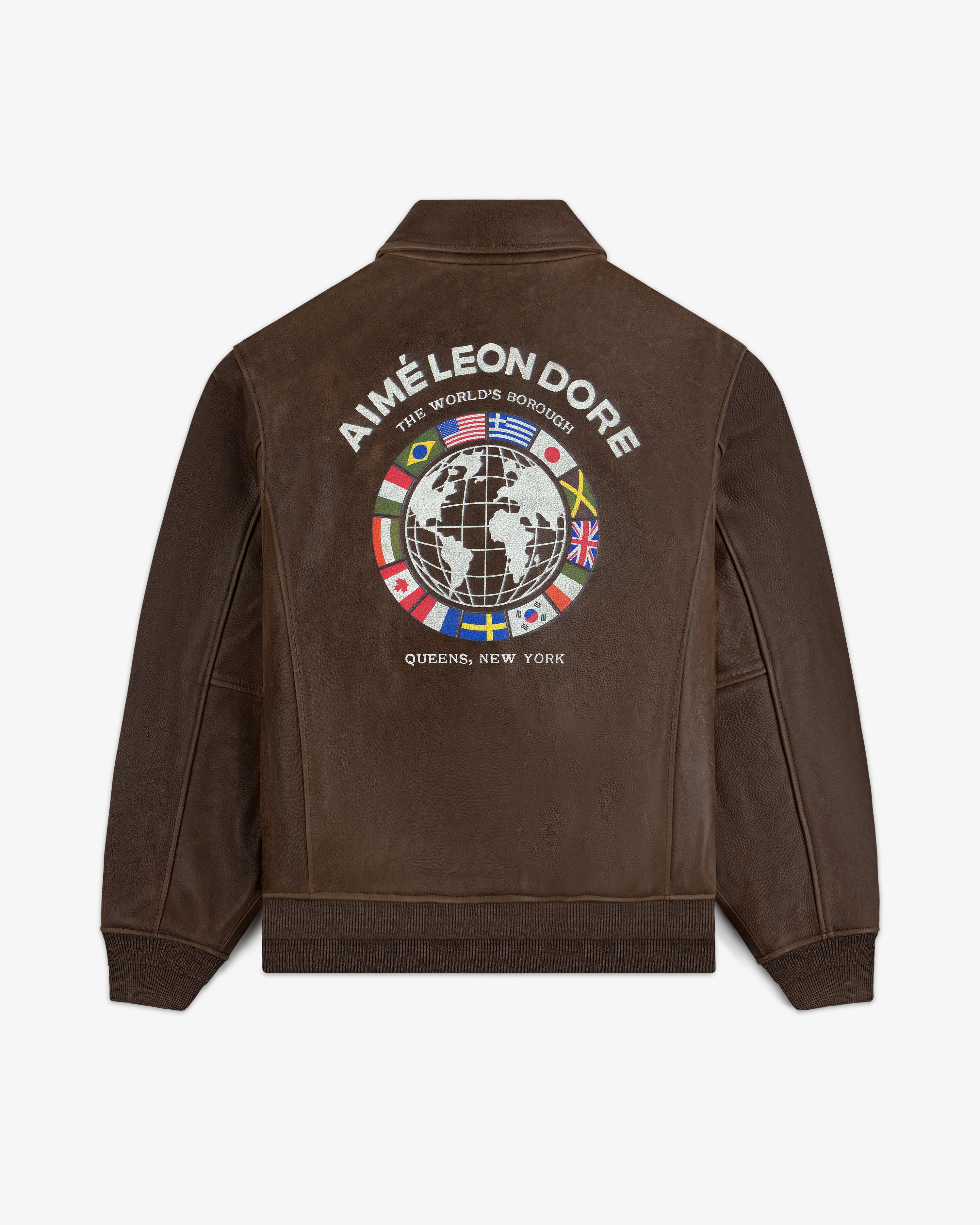 World's Borough Leather Flight Jacket