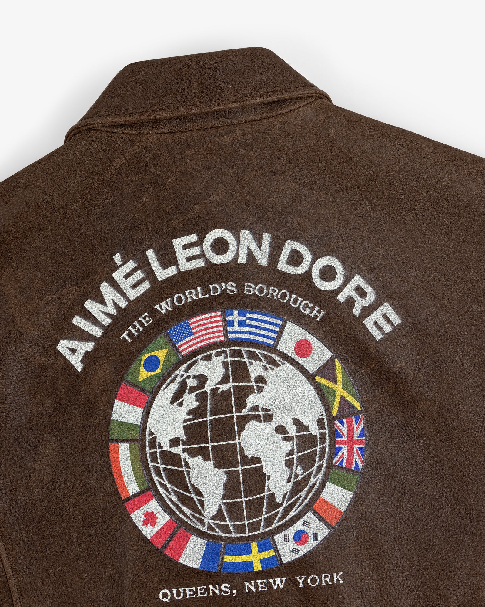 World's Borough Leather Flight Jacket