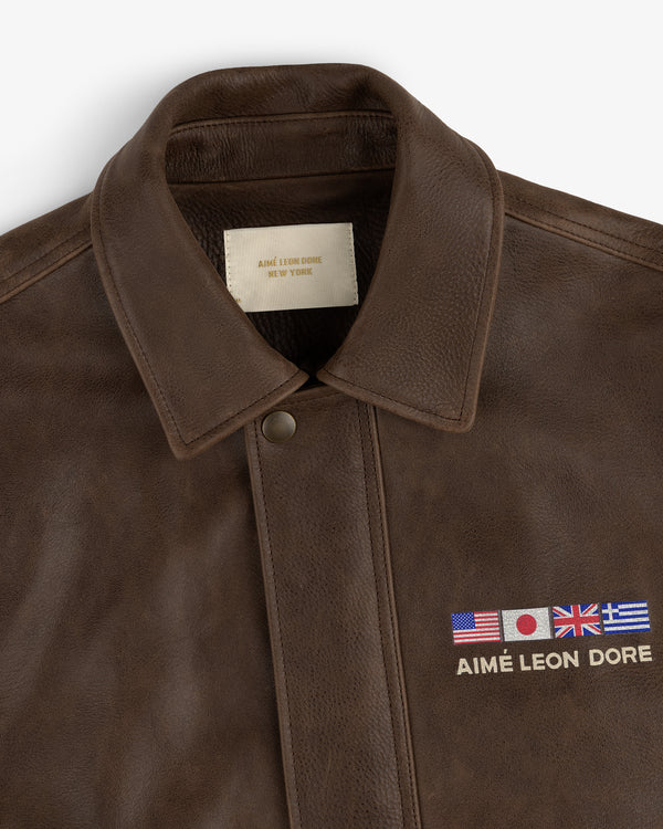World's Borough Leather Flight Jacket