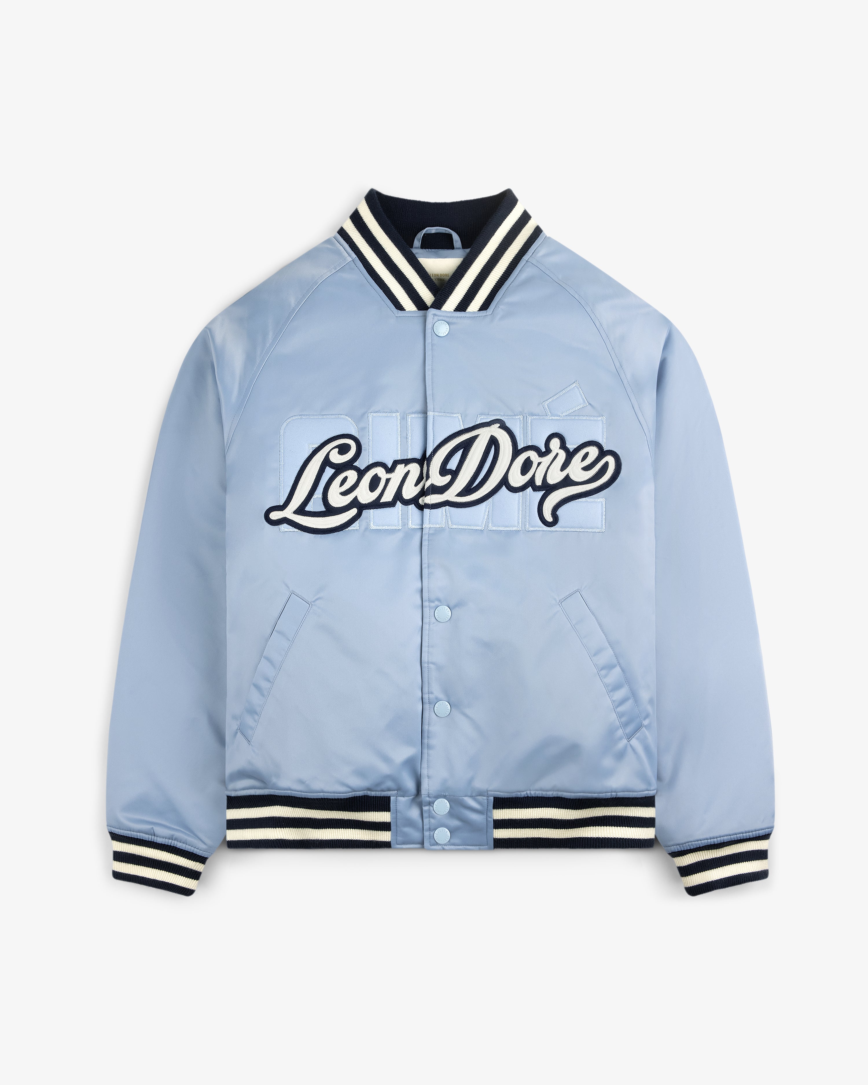 Overlay Logo Satin Varsity Jacket