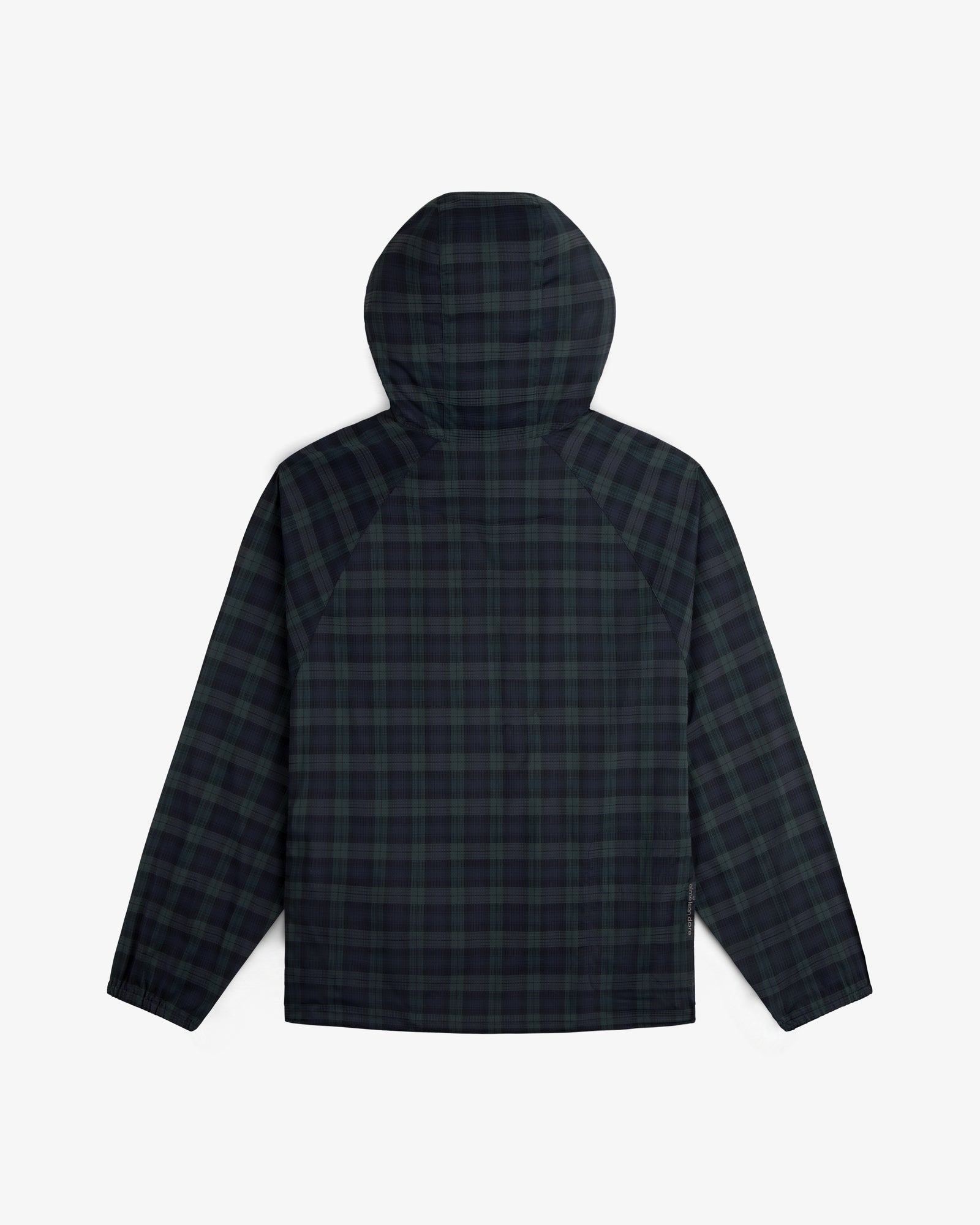 ALD Golf Lightweight Tips Windbreaker in green and navy plaid, shown from the back on a white background.