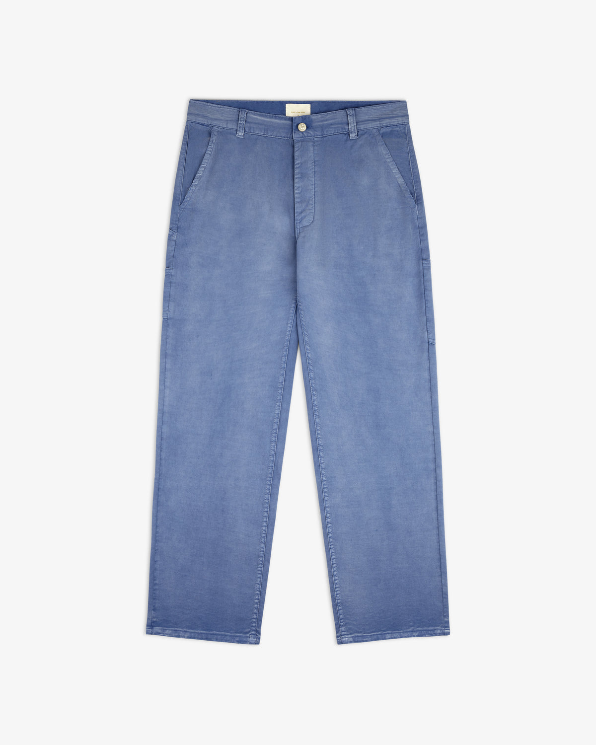 Light blue Linen Blend Carpenter Pant with side pockets, straight-leg fit, shown flat on a white background.
