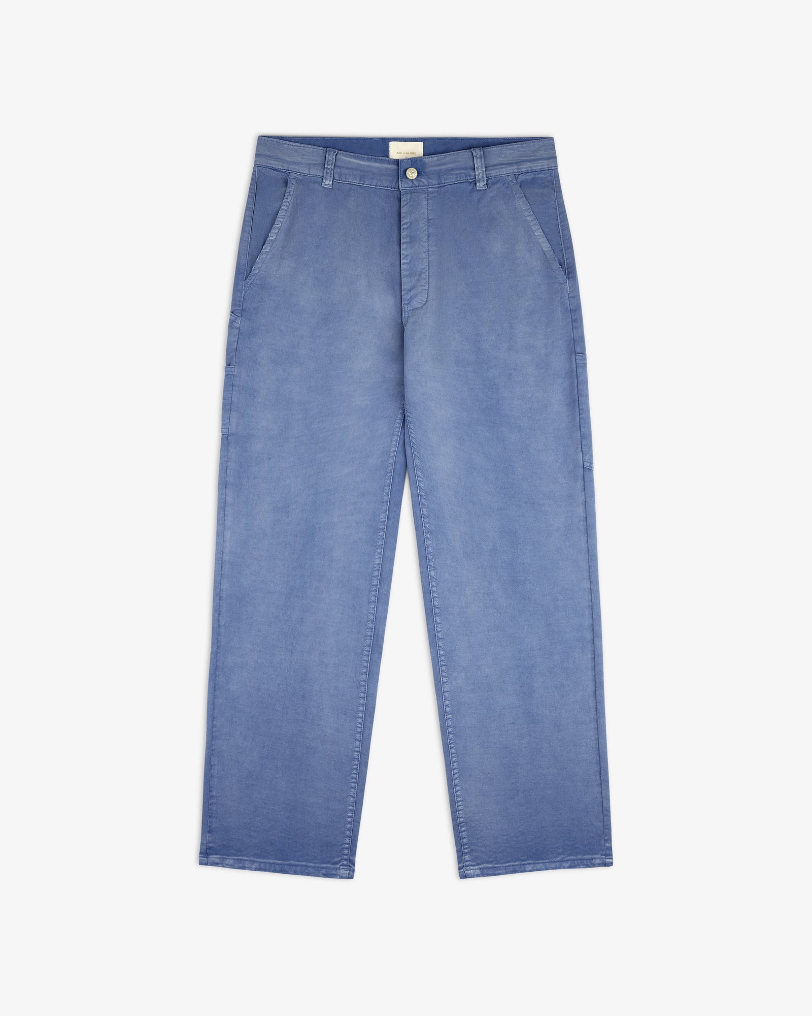 Light blue Linen Blend Carpenter Pant with side pockets, straight-leg fit, shown flat on a white background.