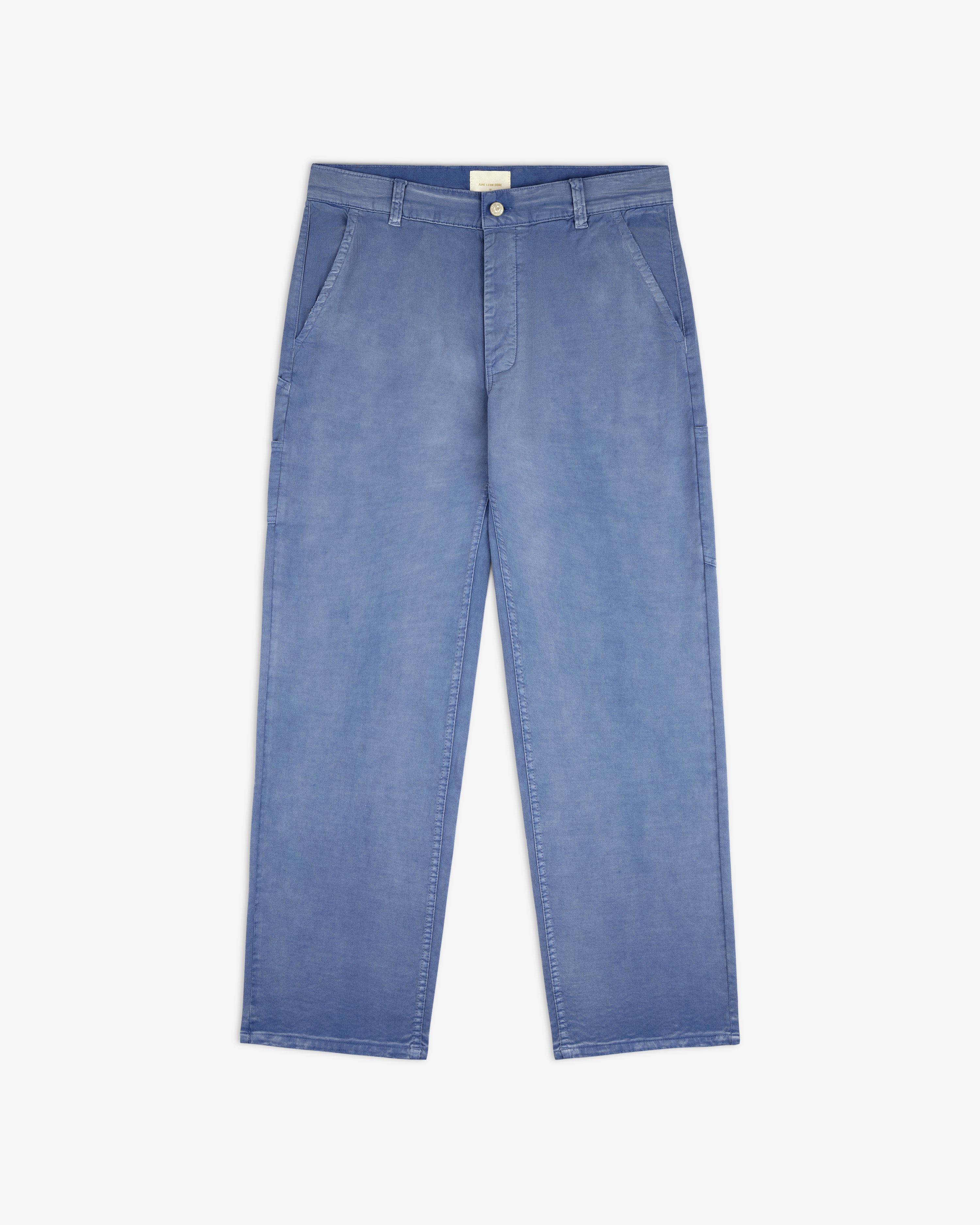 Light blue Linen Blend Carpenter Pant with side pockets, straight-leg fit, shown flat on a white background.