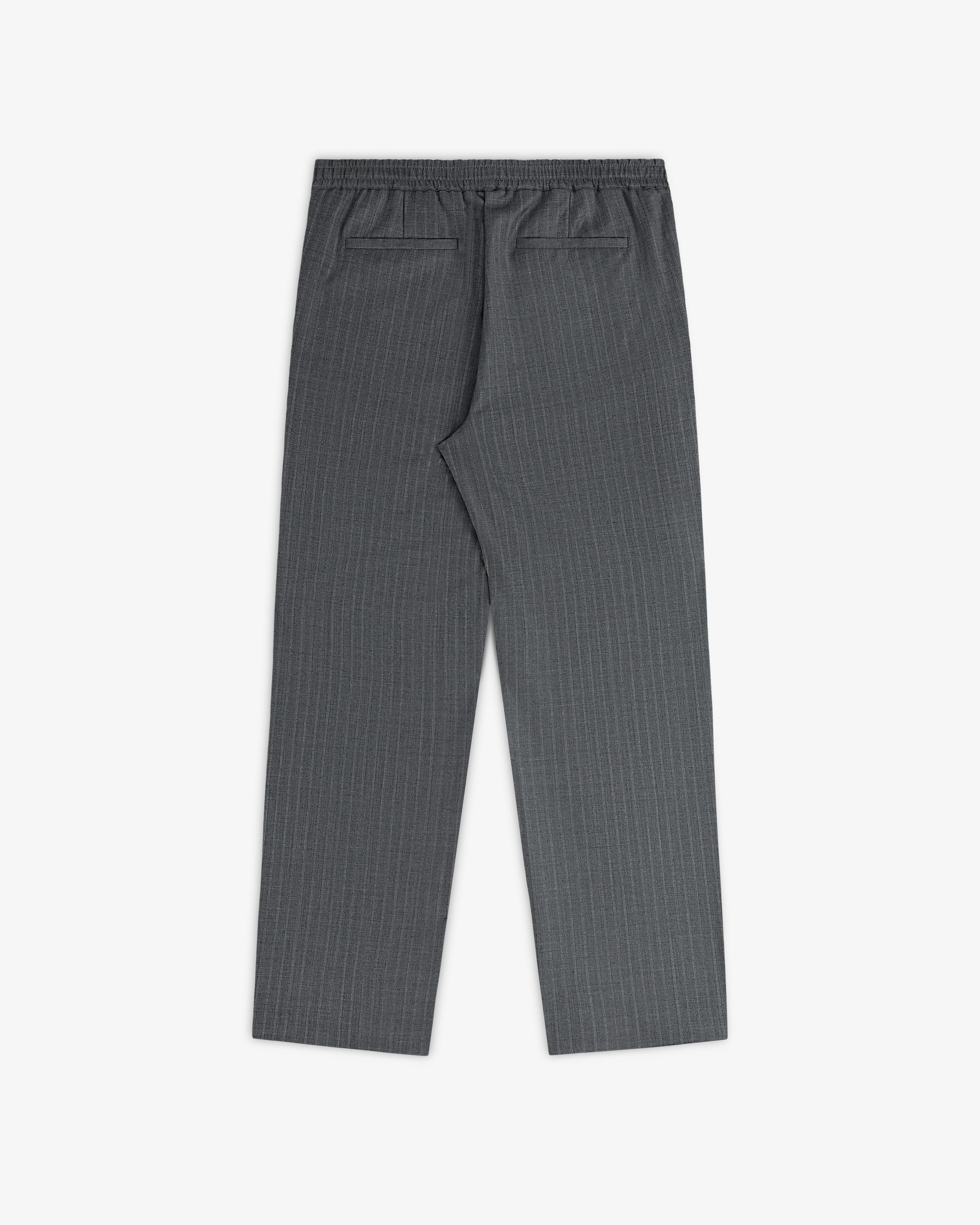 Pinstripe Elasticated Waist Trouser with straight leg and back pockets, shown on a white background.