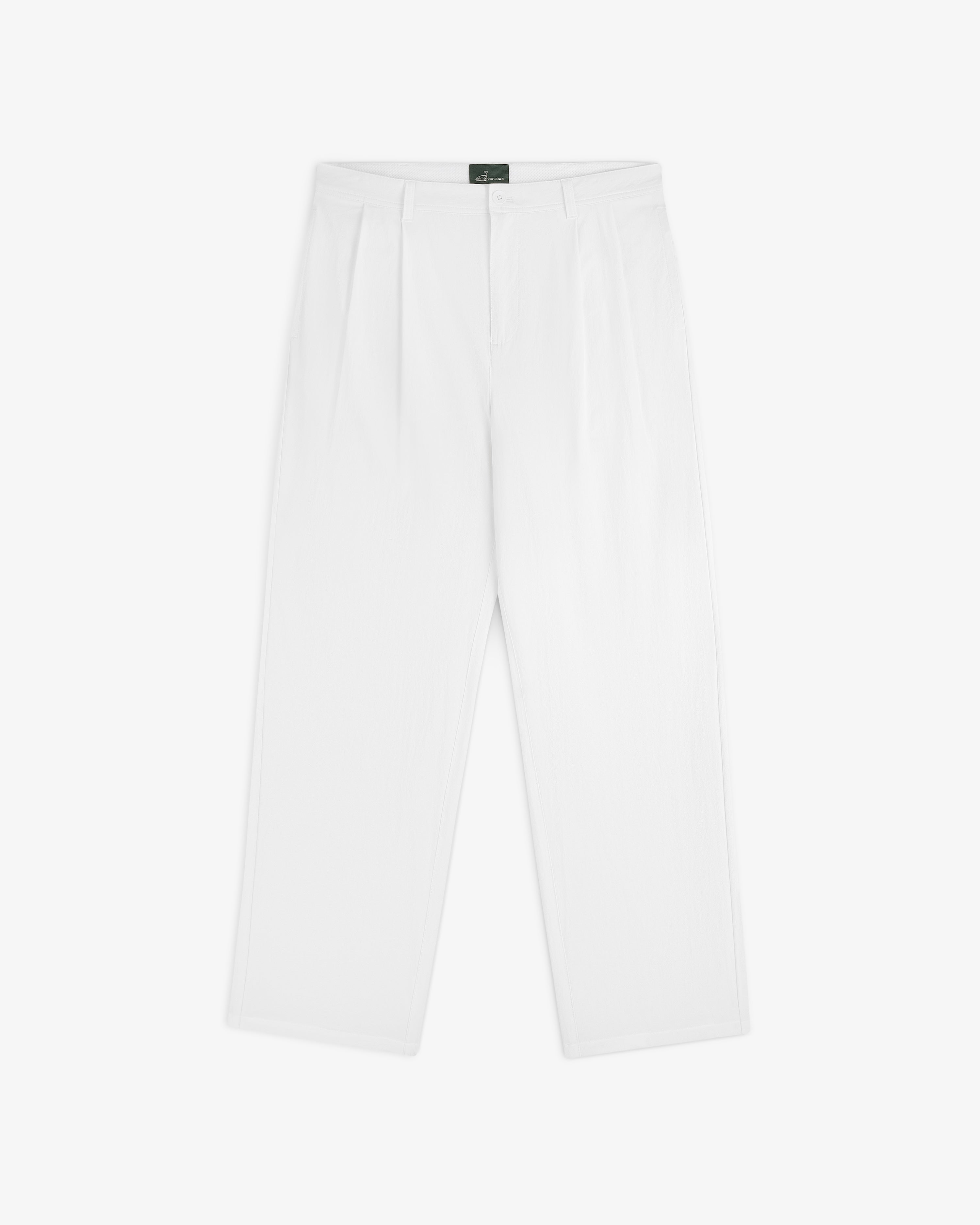 ALD Golf Cordura Double Pleated Pant in white, high-waisted with wide legs and front pleats, shown flat on white.