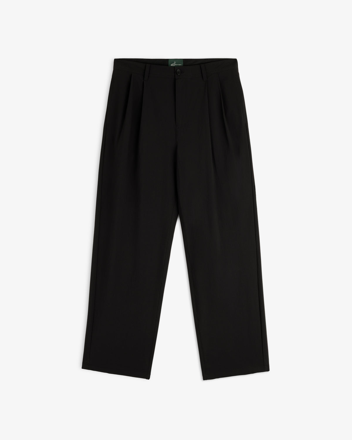 The ALD Golf Cordura Double Pleated Pant, black, high-waisted, wide-leg, with pleats, button and zip closure.