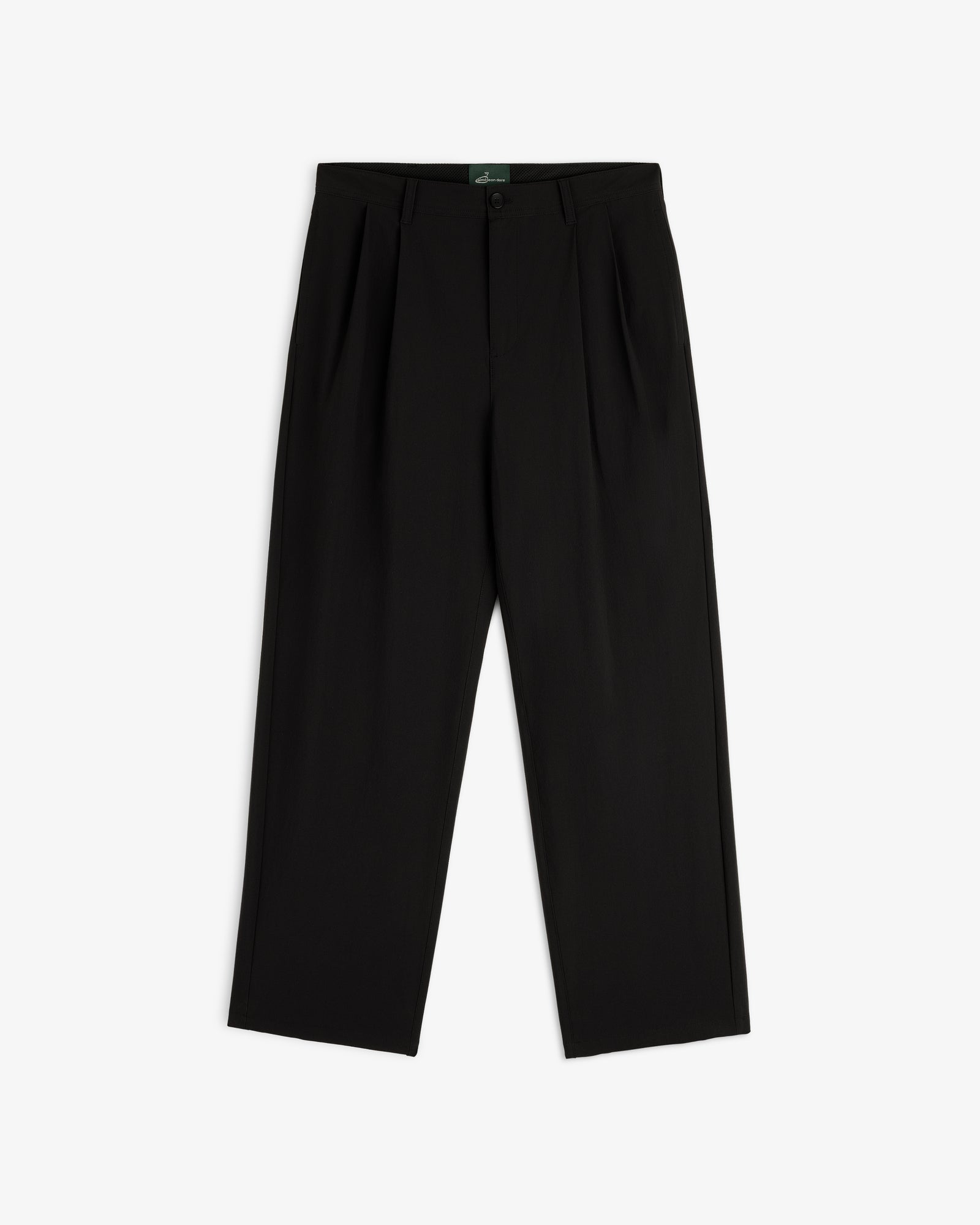 The ALD Golf Cordura Double Pleated Pant, black, high-waisted, wide-leg, with pleats, button and zip closure.