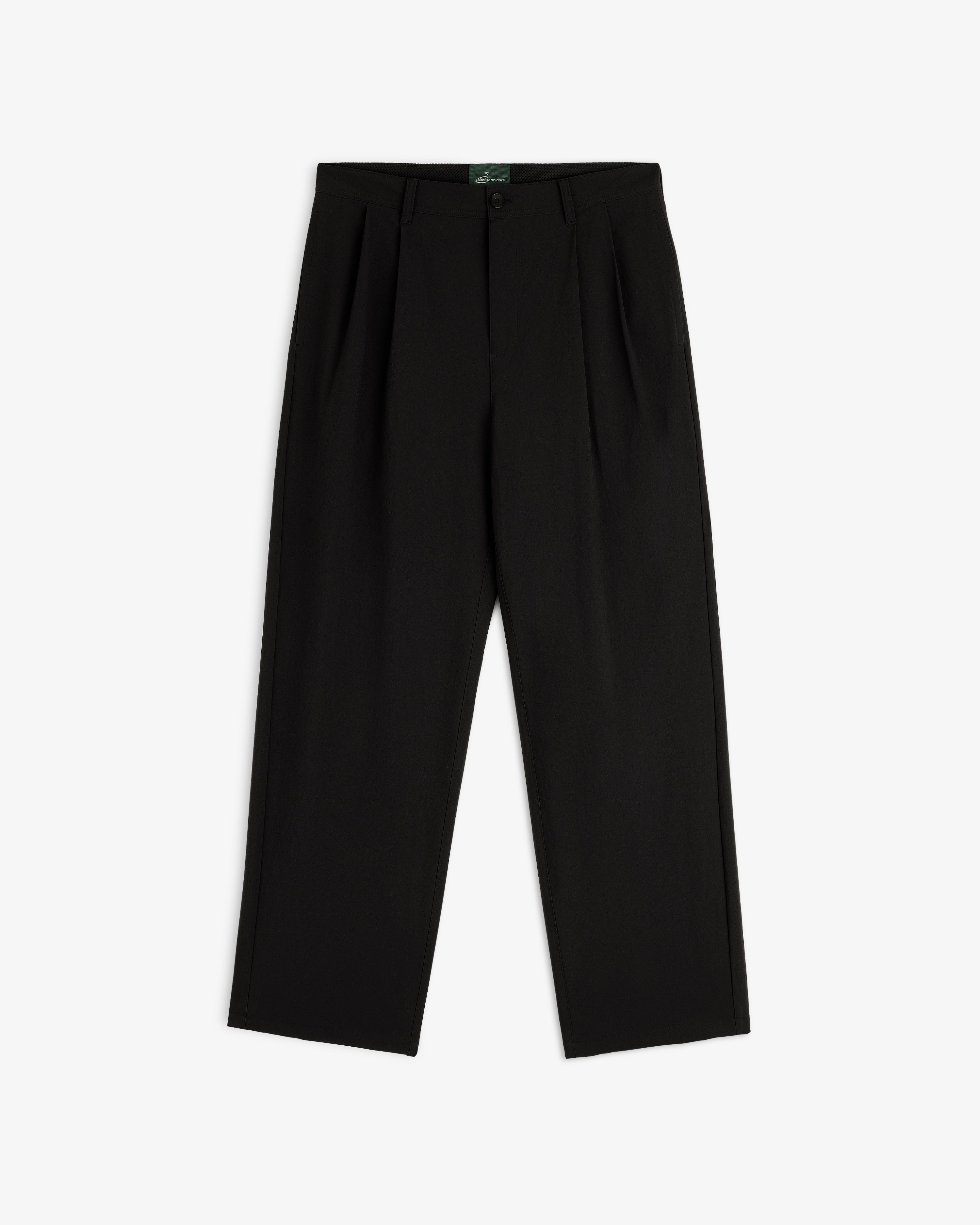 The ALD Golf Cordura Double Pleated Pant, black, high-waisted, wide-leg, with pleats, button and zip closure.