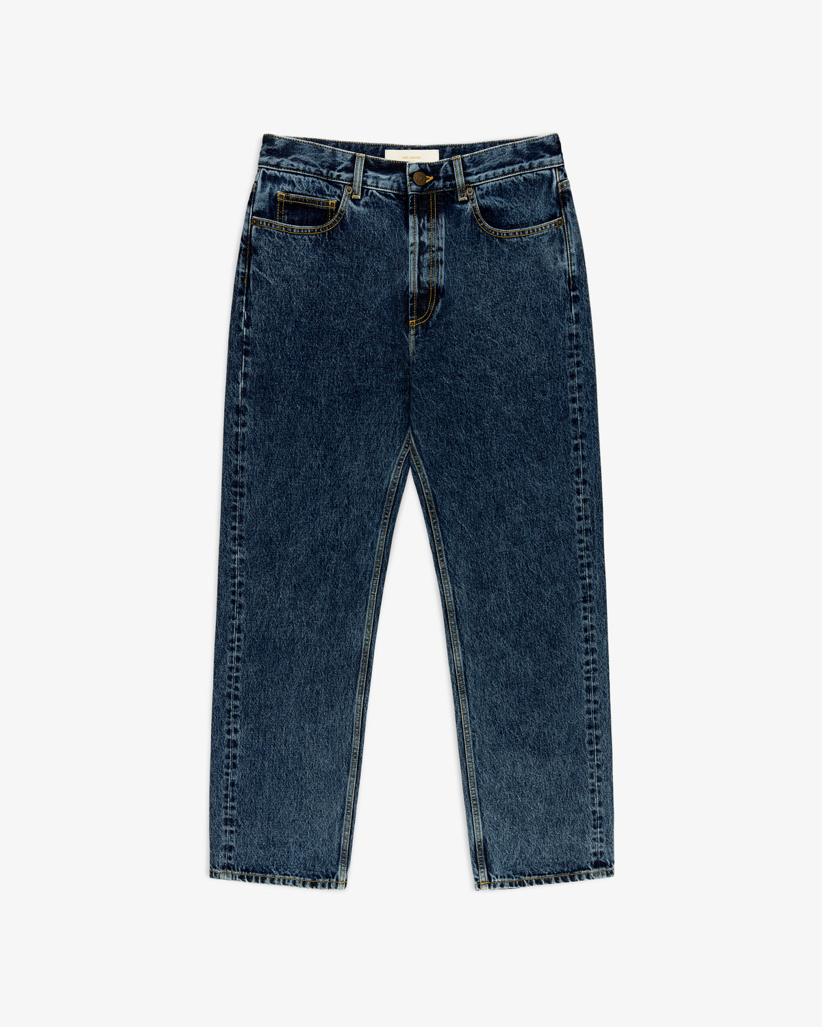 Relaxed Fit 5-Pocket Denim Pant, blue, straight-leg style, shown laid flat on a white background.