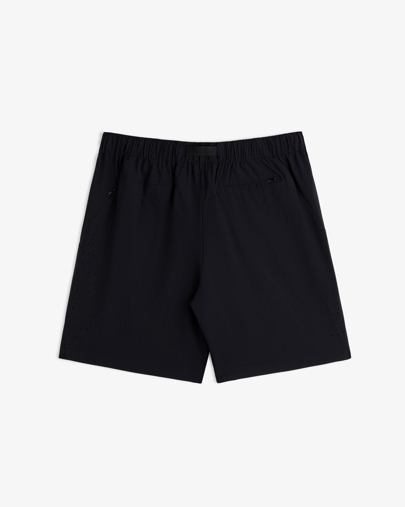 ALD Golf Performance Short with elastic waistband and zippered pockets, shown on a white background.