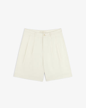 Pleated Linen Blend Bermuda Short